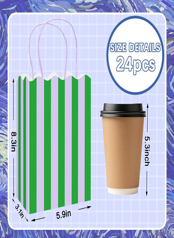 Whaline 24 Pcs Colorful Paper Gift Bag Treat Bags with Handles Stripe Scalloped Candy Goodie Bags for Party Favors Supplies - Image 2